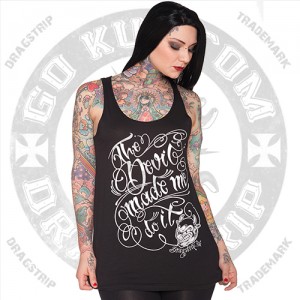 Dragstrip Clothing The Devil Made Me Do It Girls Long vest top Black or White